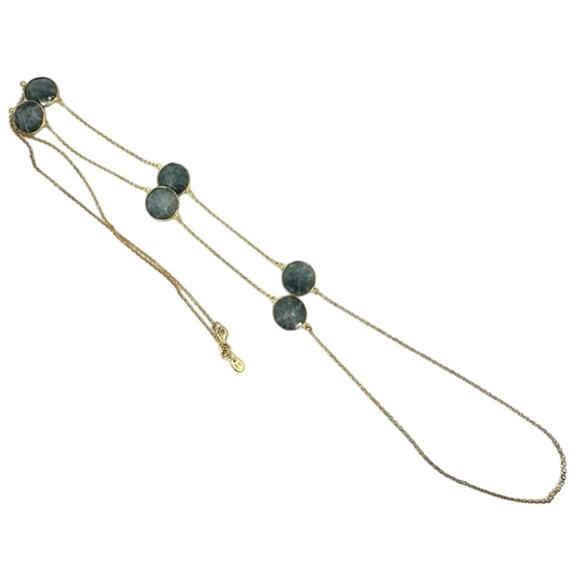 AV Argento Vivo Sterling Gold Vermeil Jadeite Station Opera Length Necklace - Picture 7 of 9